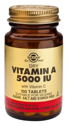 Solgar Vitamina A 'seca' 5000 UI 100 comprimidos